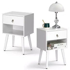 Table de chevet Karl Home de 38 cm de large - 1 tiroir, étagère inférieure - lot de 2