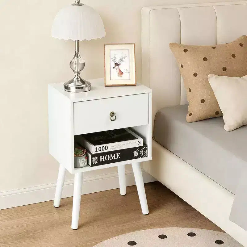 Table de chevet Karl Home de 38 cm de large - 1 tiroir, étagère inférieure - lot de 2