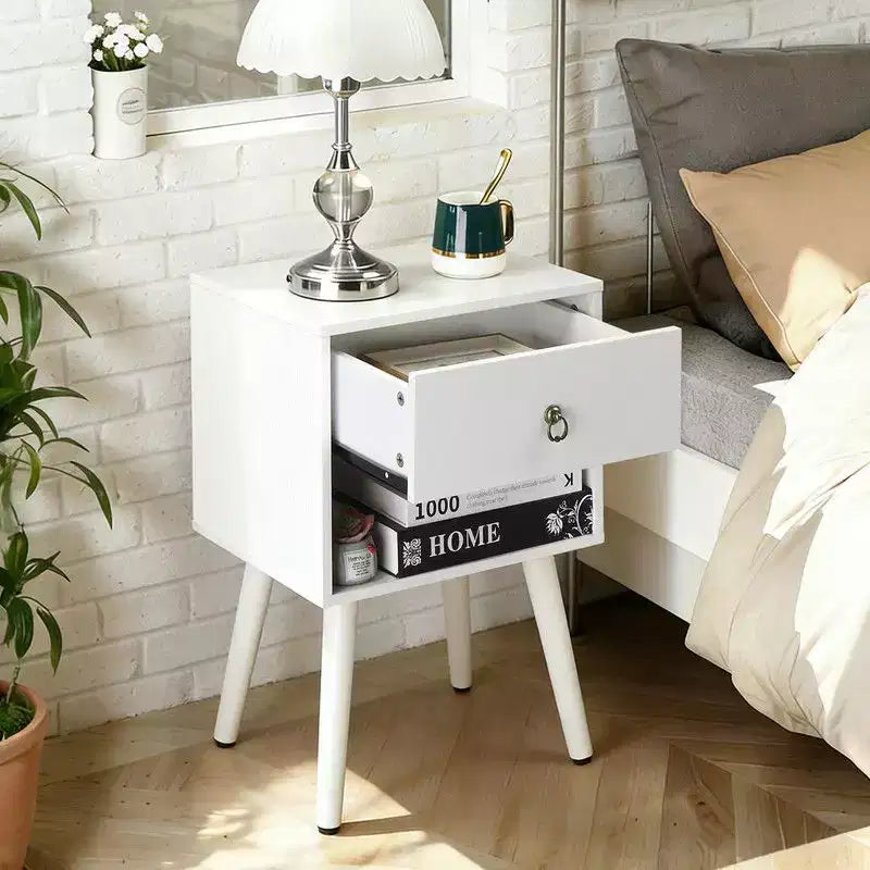 Table de chevet Karl Home de 38 cm de large - 1 tiroir, étagère inférieure - lot de 2