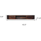 Console flottante HomeRoots 43 en bois massif châtaignier avec étagère et deux tiroirs