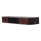 Console flottante HomeRoots 43 en bois massif châtaignier avec étagère et deux tiroirs