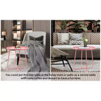 AEELLEEA Table d'appoint d'extérieur ronde moderne Petite table basse et de collation en métal pour salon, chambre, patio, jardin, porche, balcon (Rose)