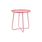 AEELLEEA Table d'appoint d'extérieur ronde moderne Petite table basse et de collation en métal pour salon, chambre, patio, jardin, porche, balcon (Rose)