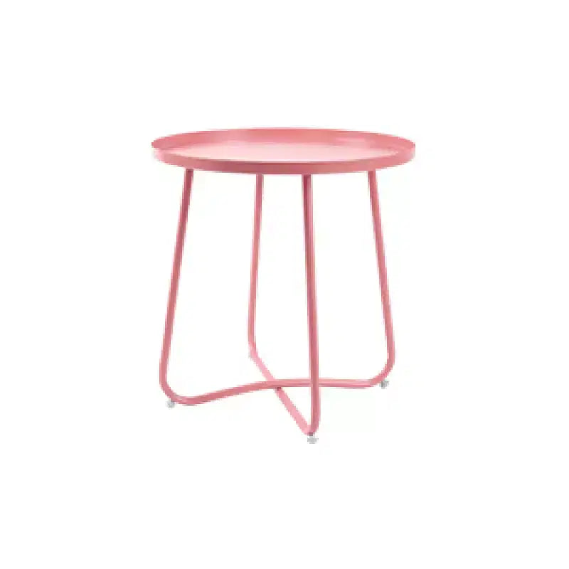 AEELLEEA Table d'appoint d'extérieur ronde moderne Petite table basse et de collation en métal pour salon, chambre, patio, jardin, porche, balcon (Rose)