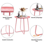 AEELLEEA Table d'appoint d'extérieur ronde moderne Petite table basse et de collation en métal pour salon, chambre, patio, jardin, porche, balcon (Rose)