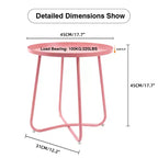 AEELLEEA Table d'appoint d'extérieur ronde moderne Petite table basse et de collation en métal pour salon, chambre, patio, jardin, porche, balcon (Rose)