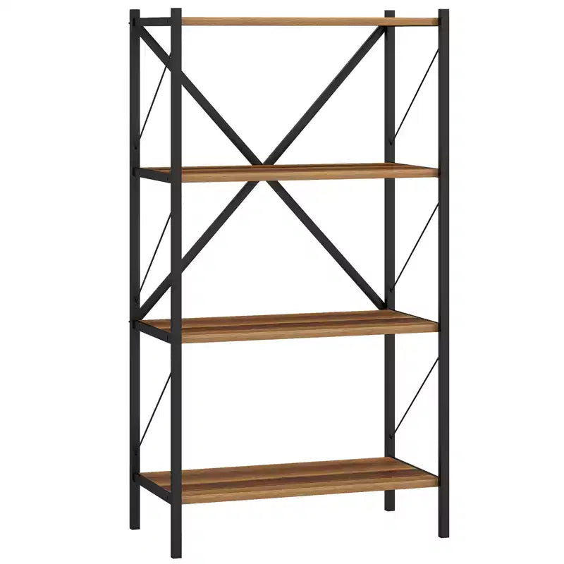 Costway Étagère à Livres Industrielle à 4 Niveaux avec Cadre Métallique Robuste pour Salon