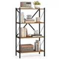 Costway 4-Tier Bookshelf Industrial Bookcase w/Heavy-Duty Metal Frame for Living Room