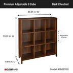 Meuble de rangement à 9 casiers réglable en bois ClosetMaid, bibliothèque de rangement pour chambre à coucher, organisateur de maison, châtaignier foncé