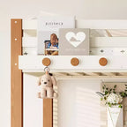 Lit mezzanine GDFStudio Landy moderne avec crochet à vêtements, étagères de rangement et espace sous le lit