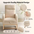 Fauteuil à bascule en tissu Teddy pour chambre de bébé, planeur en bois de 136 kg avec dossier haut et 2 poches latérales, fauteuil à bascule d'appoint confortable pour chambre et salon