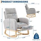 Fauteuil à bascule en tissu Teddy pour chambre de bébé, planeur en bois de 136 kg avec dossier haut et 2 poches latérales, fauteuil à bascule d'appoint confortable pour chambre et salon