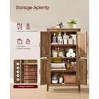 Collection VASAGLE LIRY - Meuble de rangement de style rustique, Meuble bas de salle de bain avec portes coulissantes, Meuble de cuisine sur pied, Étagères réglables