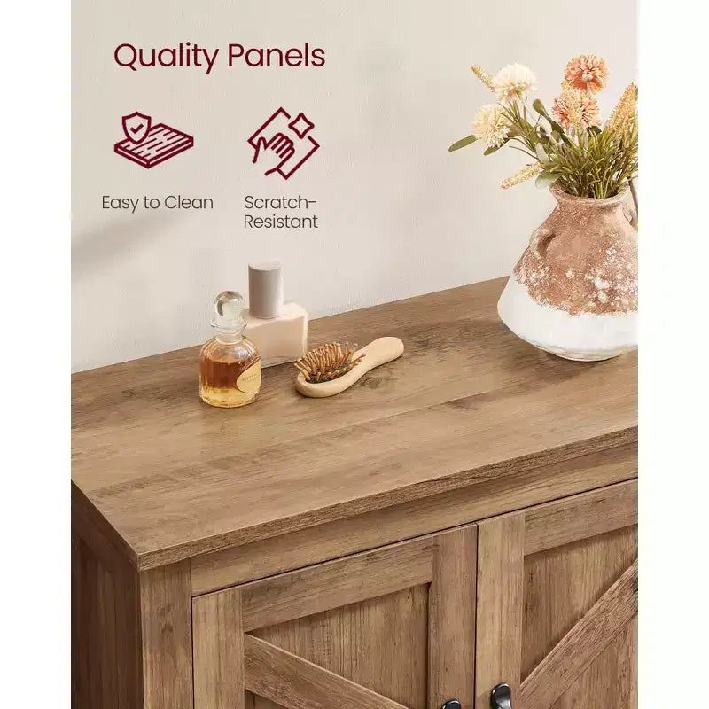 Collection VASAGLE LIRY - Meuble de rangement de style rustique, Meuble bas de salle de bain avec portes coulissantes, Meuble de cuisine sur pied, Étagères réglables