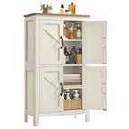 VASAGLE LIRY Collection - Farmhouse Storage Cabinet, Bathroom Floor Cabinet with Barn Doors, Freestanding Kitchen Pantry, Adjustable Shelves