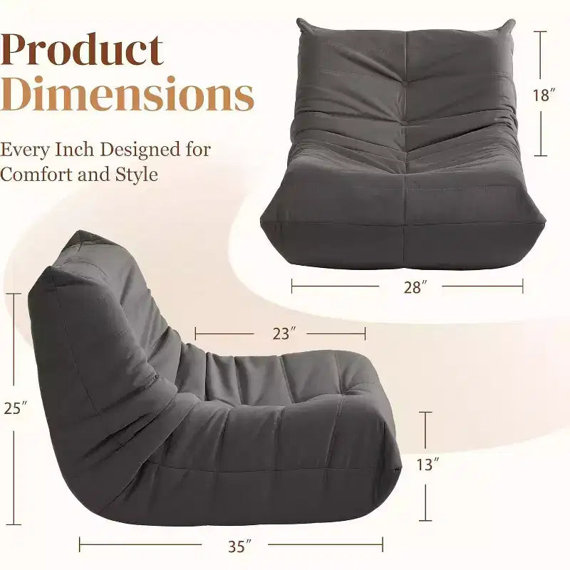 Canapé géant poire pour le sol, canapé paresseux en mousse à mémoire de forme pour adultes, grand pouf en simili cuir sans accoudoirs pour salon, chambre, dortoir, bureau