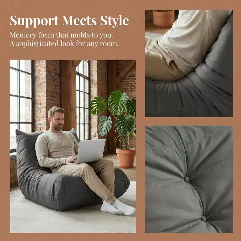 Canapé géant poire pour le sol, canapé paresseux en mousse à mémoire de forme pour adultes, grand pouf en simili cuir sans accoudoirs pour salon, chambre, dortoir, bureau