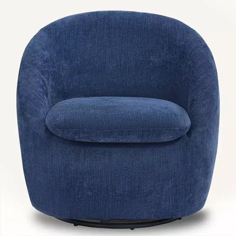 Fauteuil d'appoint pivotant Bekrvio, fauteuil baril en chenille avec coussin épais, fauteuil de salon moderne avec base en métal pour salon chambre à coucher