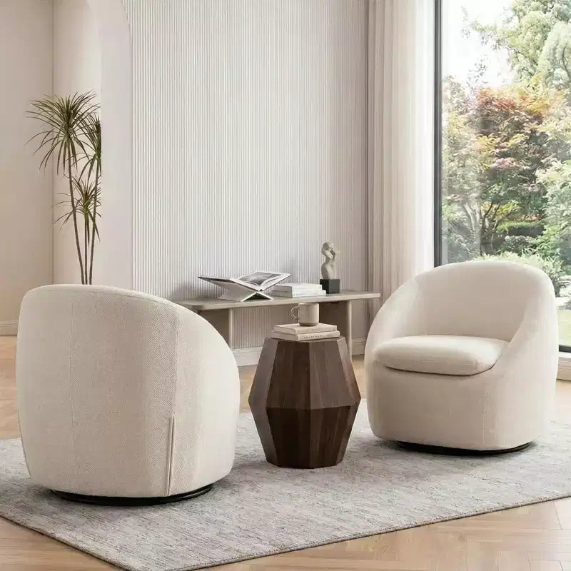 Fauteuil d'appoint pivotant Bekrvio, fauteuil baril en chenille avec coussin épais, fauteuil de salon moderne avec base en métal pour salon chambre à coucher