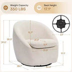 Fauteuil d'appoint pivotant Bekrvio, fauteuil baril en chenille avec coussin épais, fauteuil de salon moderne avec base en métal pour salon chambre à coucher