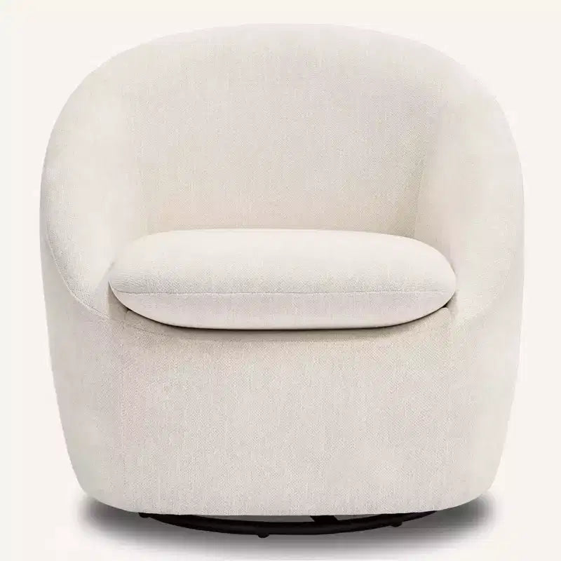 Fauteuil d'appoint pivotant Bekrvio, fauteuil baril en chenille avec coussin épais, fauteuil de salon moderne avec base en métal pour salon chambre à coucher