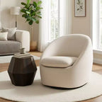 Fauteuil d'appoint pivotant Bekrvio, fauteuil baril en chenille avec coussin épais, fauteuil de salon moderne avec base en métal pour salon chambre à coucher