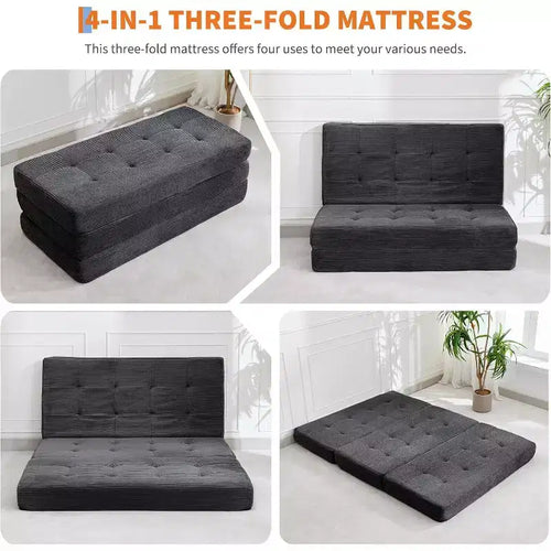 Canapé-lit pliable en mousse à mémoire de forme 39x75 - Matelas capitonné de 6 pouces