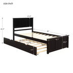 Lit plateforme FAMYYT pour jumeaux avec lit gigogne peu encombrant, assemblage facile, couleur expresso