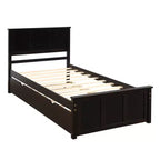 Lit plateforme FAMYYT pour jumeaux avec lit gigogne peu encombrant, assemblage facile, couleur expresso