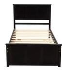Lit plateforme FAMYYT pour jumeaux avec lit gigogne peu encombrant, assemblage facile, couleur expresso