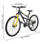 VTT NAYSAYE 29 pouces 24 vitesses, suspension avant, freins à disque double pour l'aventure tout-terrain, noir, 57,87*9,45*30,91