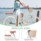 Vélo de ville NAYSAYE pour femme avec panier avant et cadre robuste pour un trajet confortable en ville, vert, 63.98*24.53*38.82