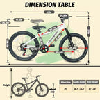 VTT NAYSAYE 24 pouces pour jeunes avec 7 vitesses, suspension avant, freins à disque pour garçons et filles, cyclisme en extérieur, blanc, 51,5*8*26,37