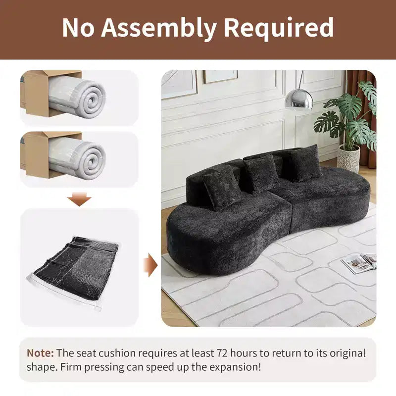 Canapé modulaire MAYEERTY incurvé en velours 5 places avec coussins décoratifs