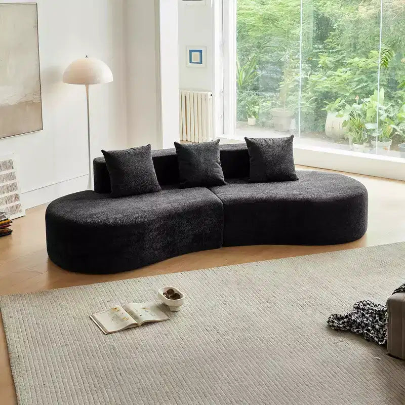 Canapé modulaire MAYEERTY incurvé en velours 5 places avec coussins décoratifs