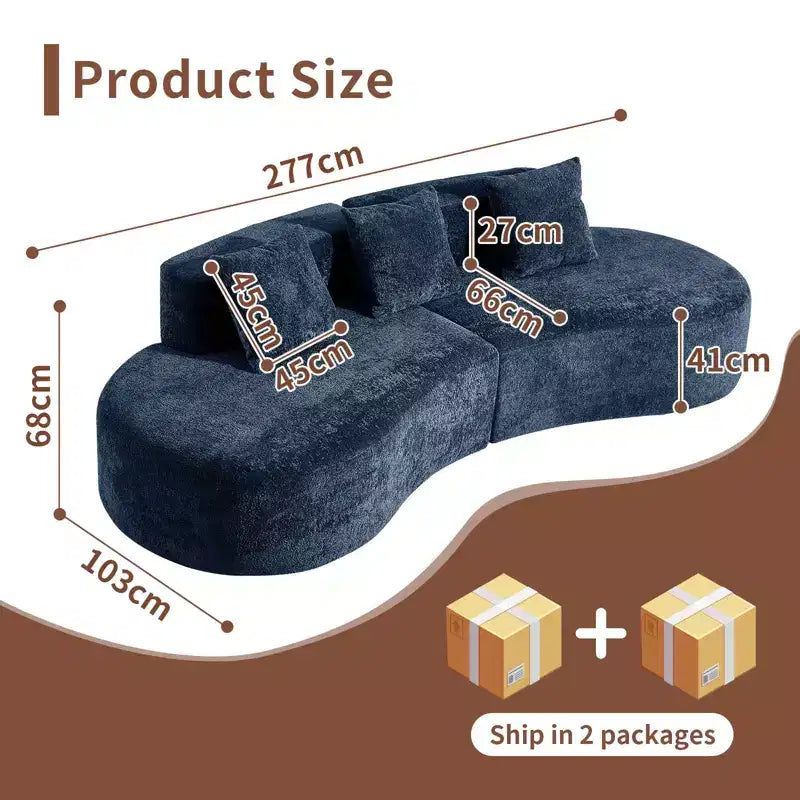 Canapé modulaire MAYEERTY incurvé en velours 5 places avec coussins décoratifs