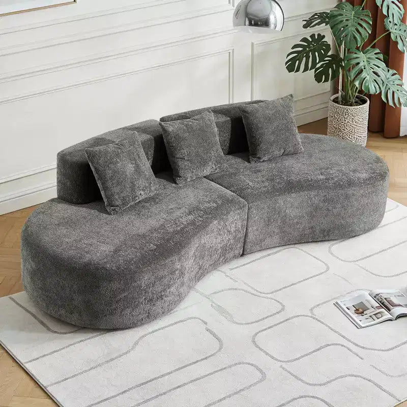 Canapé modulaire MAYEERTY incurvé en velours 5 places avec coussins décoratifs
