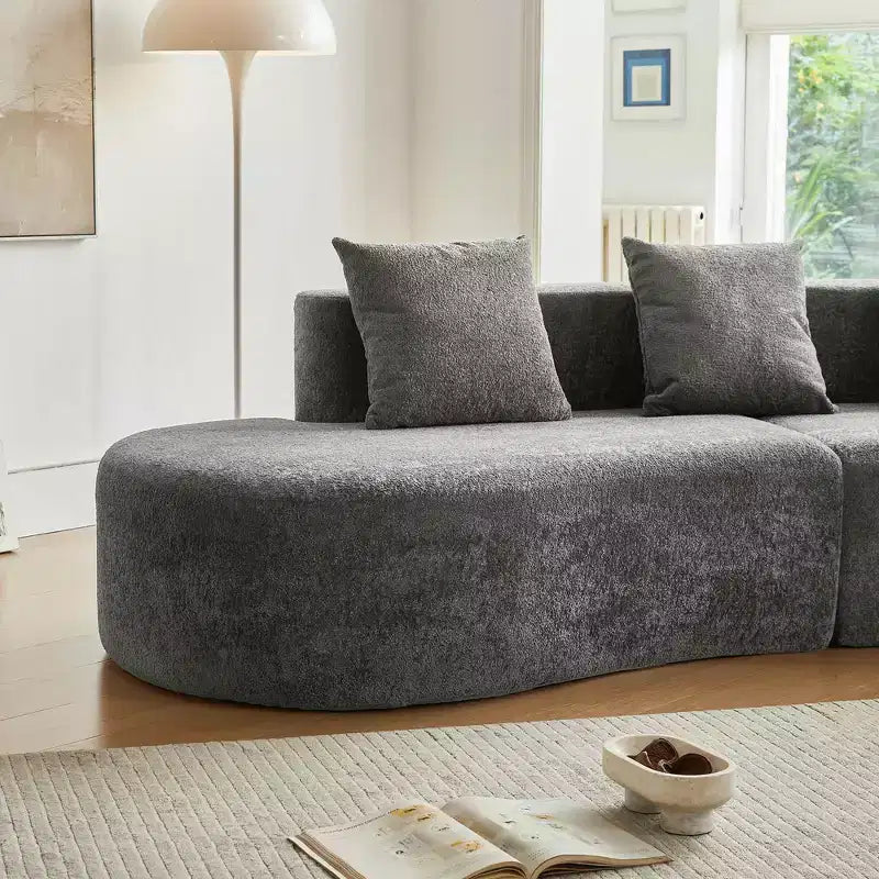 Canapé modulaire MAYEERTY incurvé en velours 5 places avec coussins décoratifs