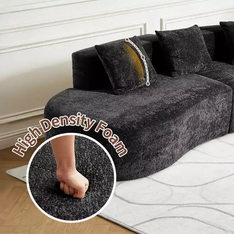 Canapé modulaire MAYEERTY incurvé en velours 5 places avec coussins décoratifs