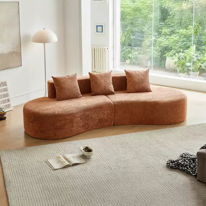 Canapé modulaire MAYEERTY incurvé en velours 5 places avec coussins décoratifs