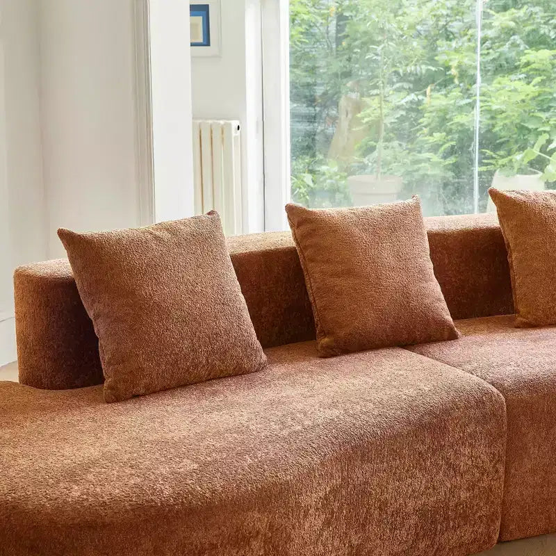 Canapé modulaire MAYEERTY incurvé en velours 5 places avec coussins décoratifs