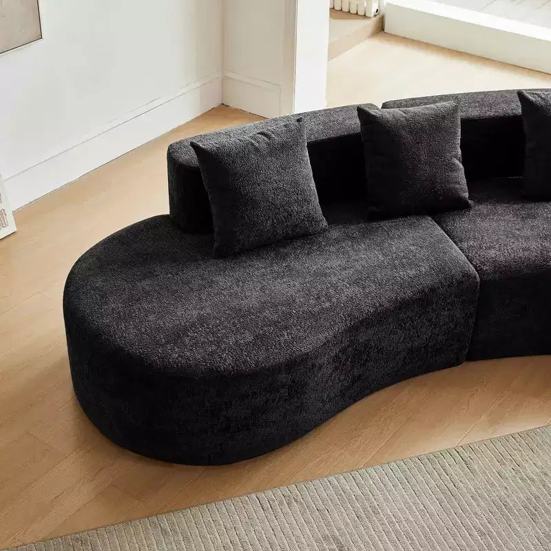 Canapé modulaire MAYEERTY incurvé en velours 5 places avec coussins décoratifs