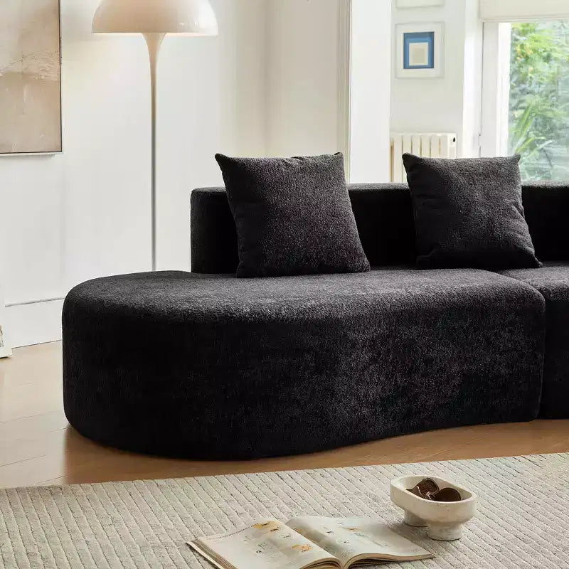 Canapé modulaire MAYEERTY incurvé en velours 5 places avec coussins décoratifs