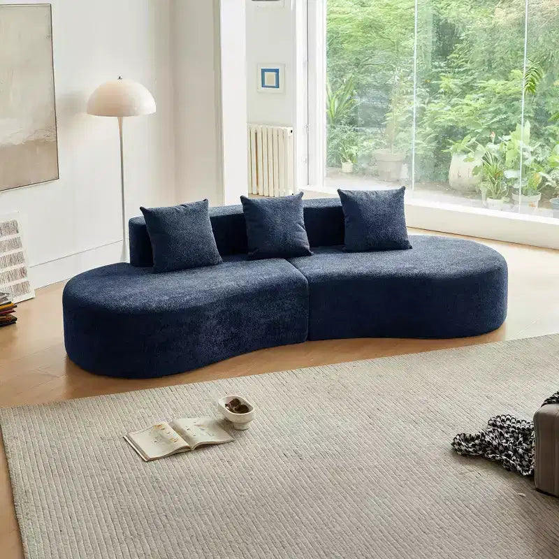 Canapé modulaire MAYEERTY incurvé en velours 5 places avec coussins décoratifs