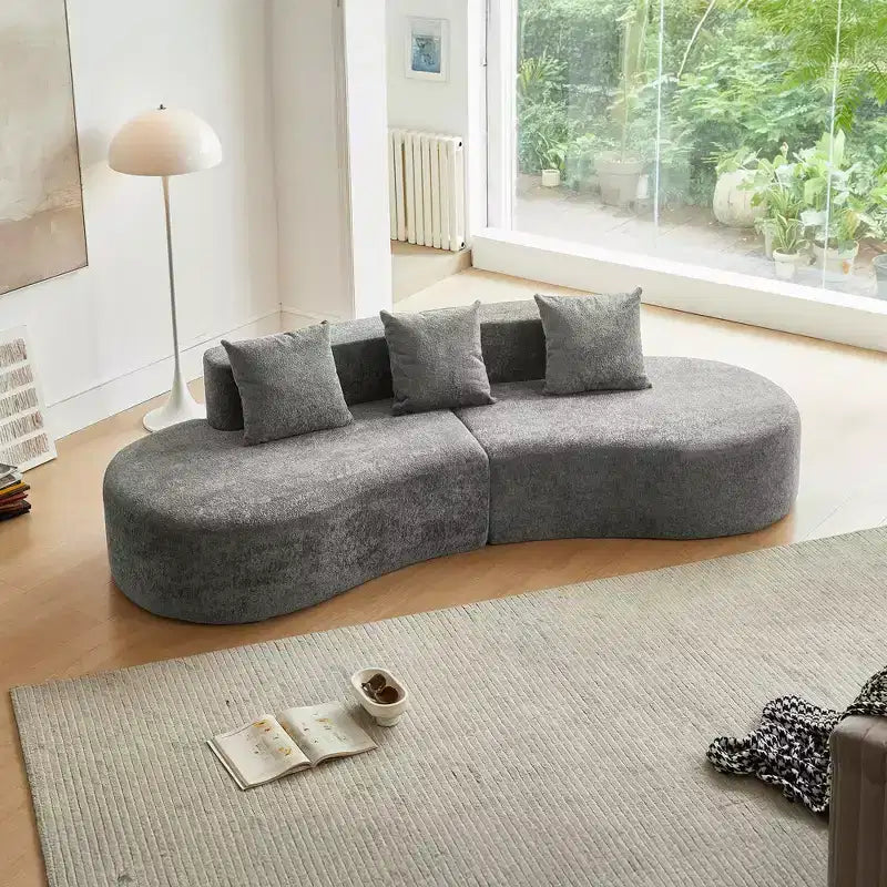 Canapé modulaire MAYEERTY incurvé en velours 5 places avec coussins décoratifs