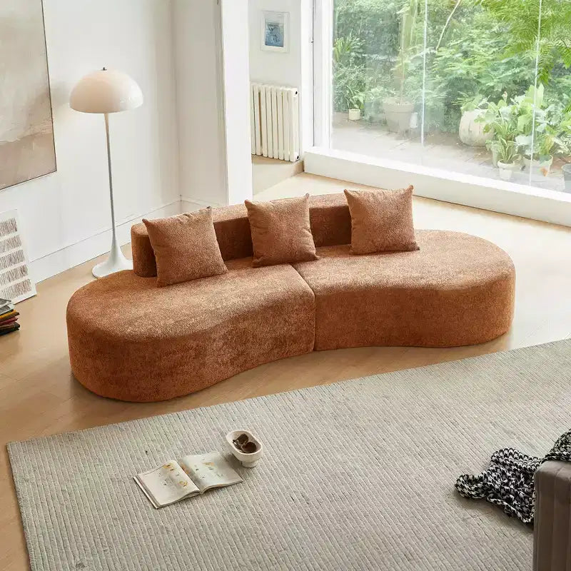 Canapé modulaire MAYEERTY incurvé en velours 5 places avec coussins décoratifs