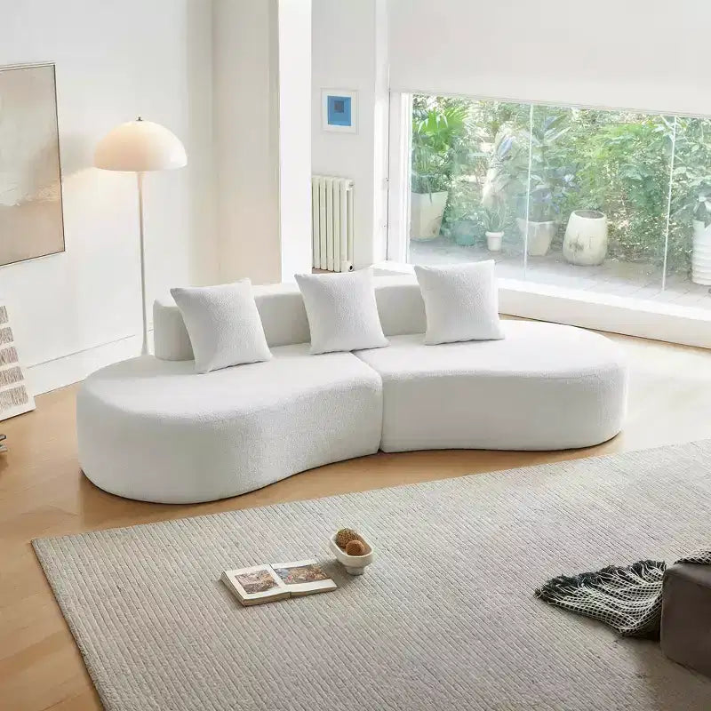 Canapé modulaire MAYEERTY incurvé en velours 5 places avec coussins décoratifs