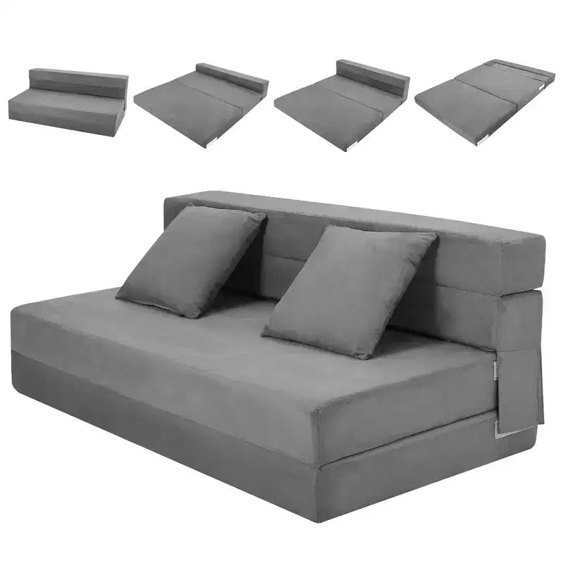 Canapé-lit pliant 80 avec oreillers, fauteuil-lit convertible pour adultes, futon de sol en mousse à mémoire de forme pour salon compact