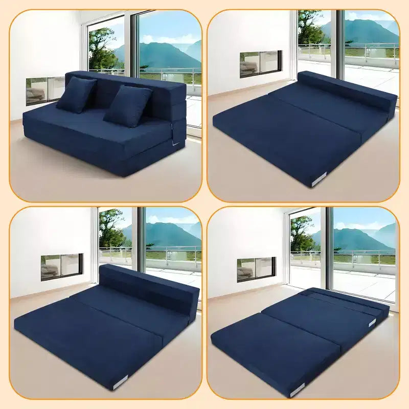 Canapé-lit pliant 80 avec oreillers, fauteuil-lit convertible pour adultes, futon de sol en mousse à mémoire de forme pour salon compact