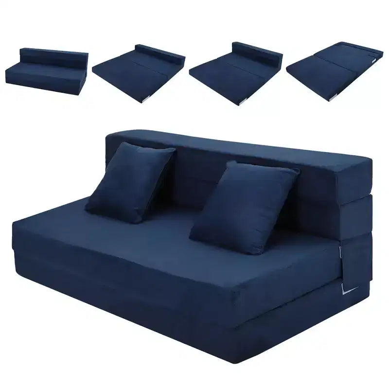 Canapé-lit pliant 80 avec oreillers, fauteuil-lit convertible pour adultes, futon de sol en mousse à mémoire de forme pour salon compact